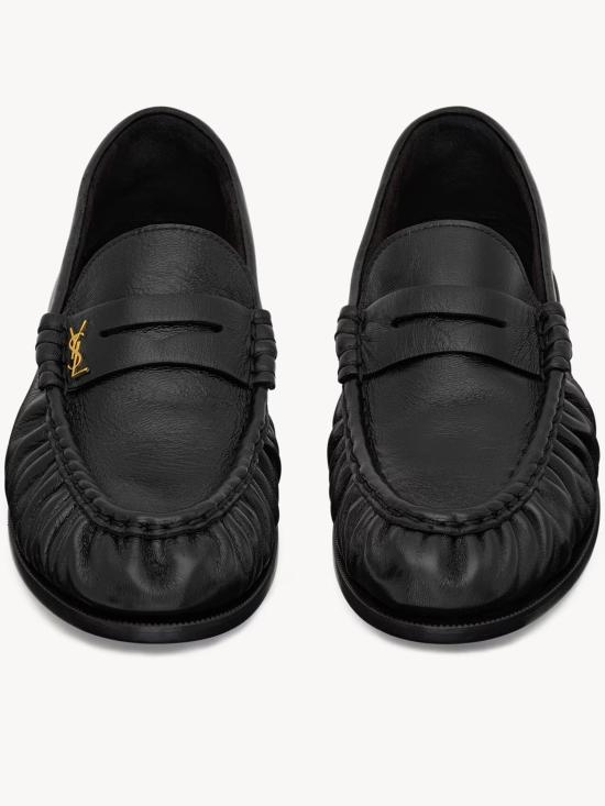 26FW 생로랑 소프트 샤이니 레더 로퍼 818908AA00K 1000 BLACK - SAINT LAURENT