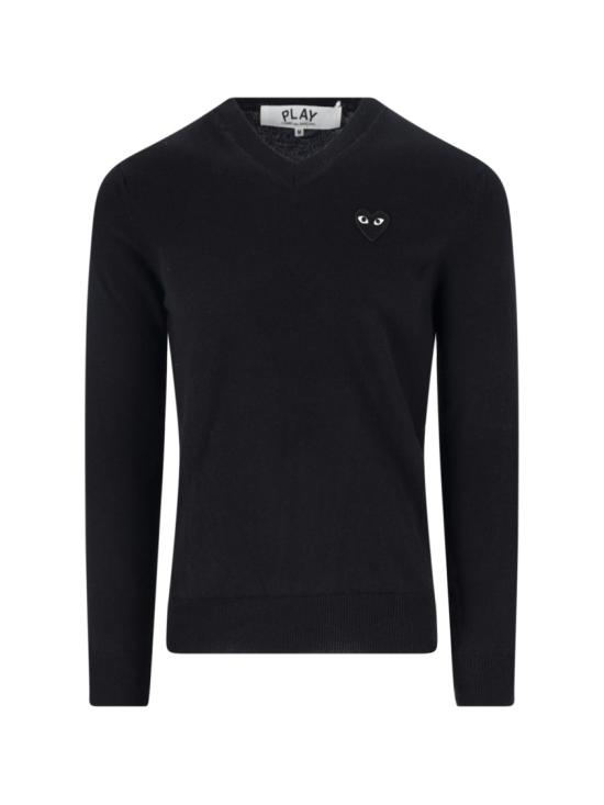 26FW 꼼데가르송 플레이 블랙 하트 브이넥 스웨터 AX N018 0511 Black