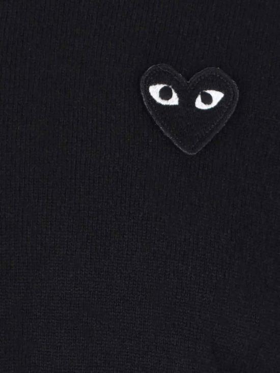 26FW 꼼데가르송 플레이 블랙 하트 브이넥 스웨터 AX N018 0511 Black - COMME DES GARCONS
