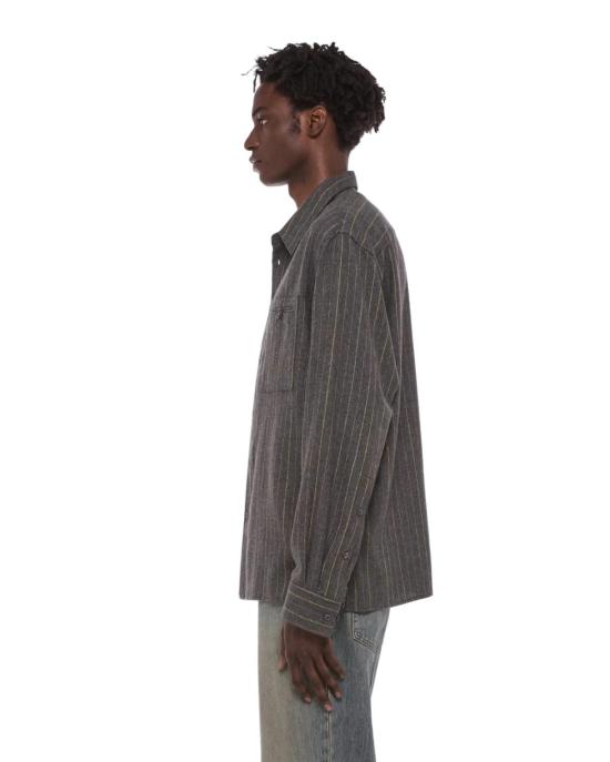  헬무트랭 긴팔 셔츠 헬무트 랭 릴랙스드 스트라이프  차콜 - HELMUT LANG