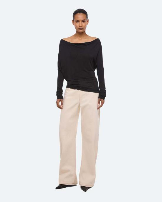  헬무트랭 긴팔 티셔츠 헬무트 랭 카울 롱 슬리브 탑 블랙 - HELMUT LANG