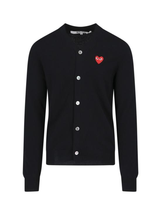 26FW 꼼데가르송 V넥 하트 와펜 가디건 AX N008 0511 Black