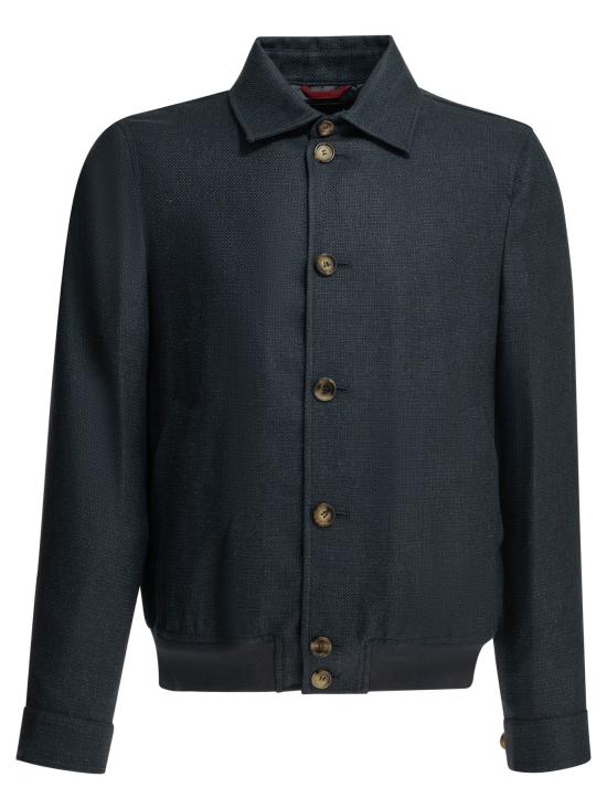 26FW 브루넬로 쿠치넬리 실크 리넨 울 믹스드 홉색 블루종 MZ4036581C038 X Blue