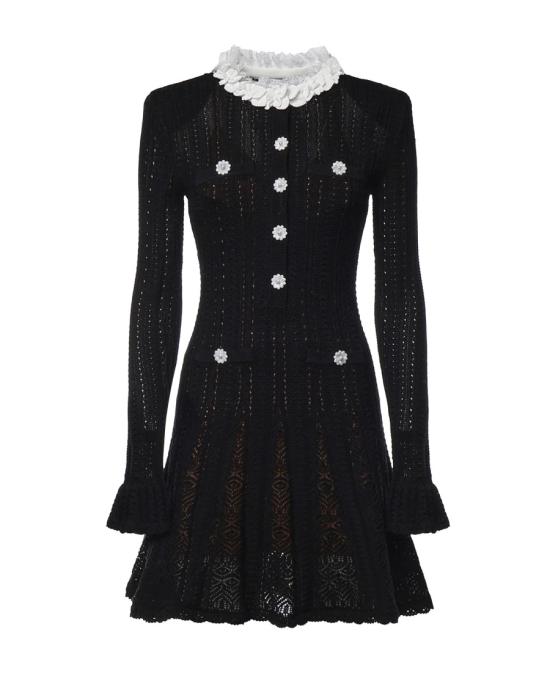 26FW 셀프 포트레이트 미디 원피스 605286 Black