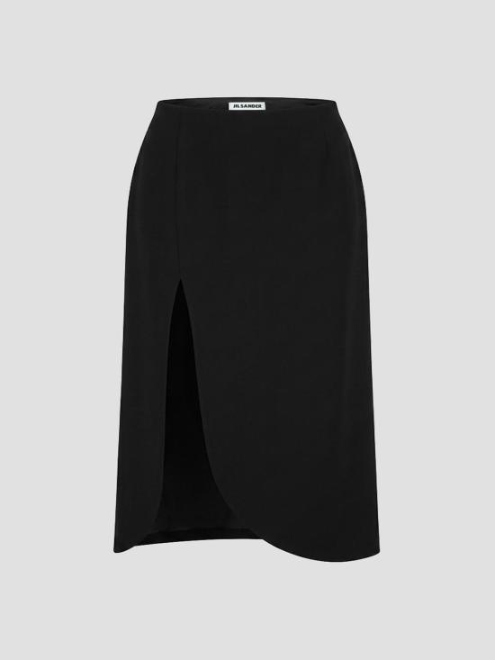 26FW 질샌더 미디 스커트 J03MA0316J40408 001 BLACK