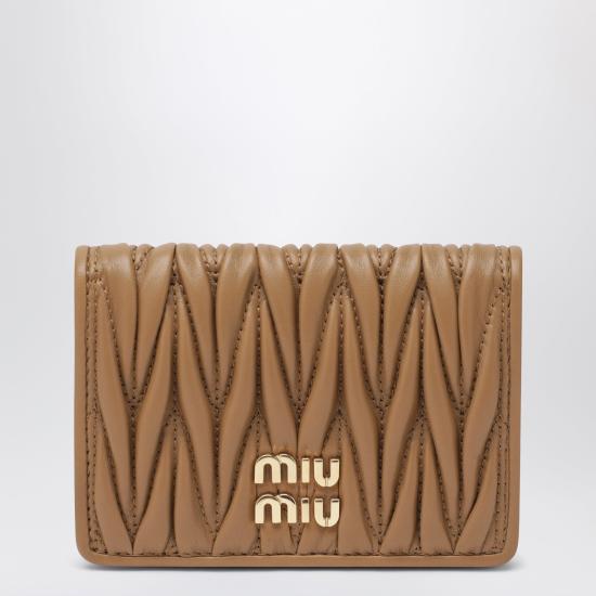 26SS 미우미우 마테라쎄 나파 가죽 카드 지갑 5MC103AFPP Brown