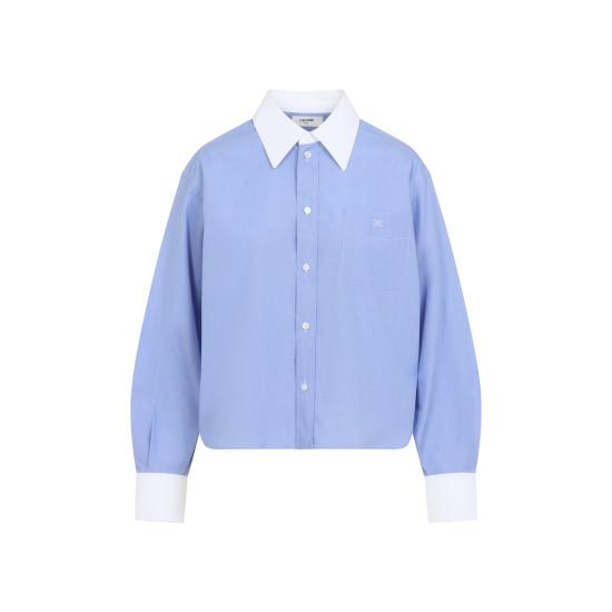 26FW 셀린느 코튼 포플린 크롭 셔츠 RC0DI2N91 07EU BLEU - CELINE