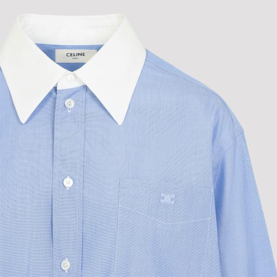 26FW 셀린느 코튼 포플린 크롭 셔츠 RC0DI2N91 07EU BLEU - CELINE