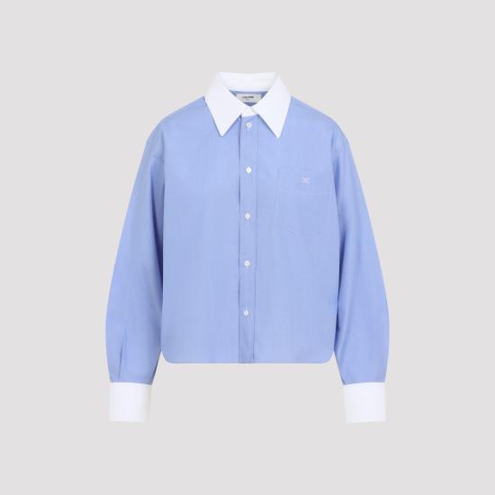 26FW 셀린느 코튼 포플린 크롭 셔츠 RC0DI2N91 07EU BLEU - CELINE
