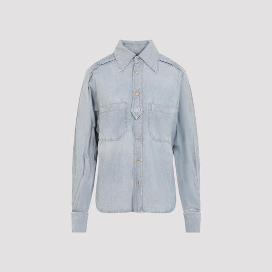 26FW 셀린느 코튼 데님 셔츠 RC0E42N68 GLB0 FADED CHAMBRAY - CELINE