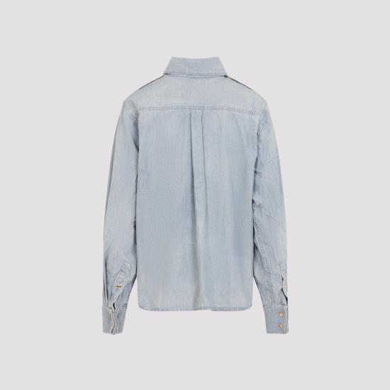 26FW 셀린느 코튼 데님 셔츠 RC0E42N68 GLB0 FADED CHAMBRAY - CELINE