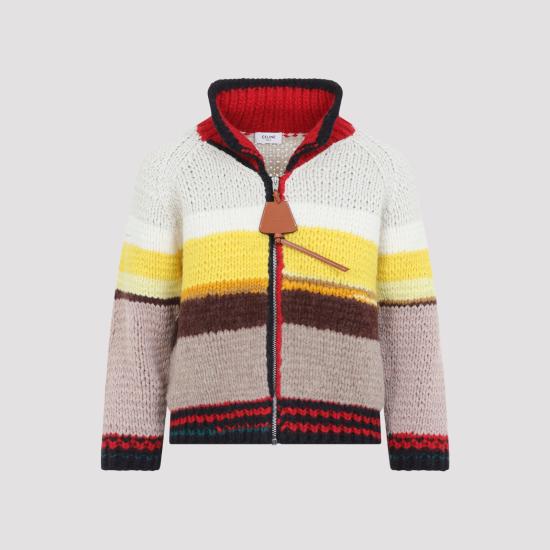 26FW 셀린느 멀티컬러 스트라이프 울 집업 가디건 RY0XI4I02 14ML MULTICOLOR - CELINE