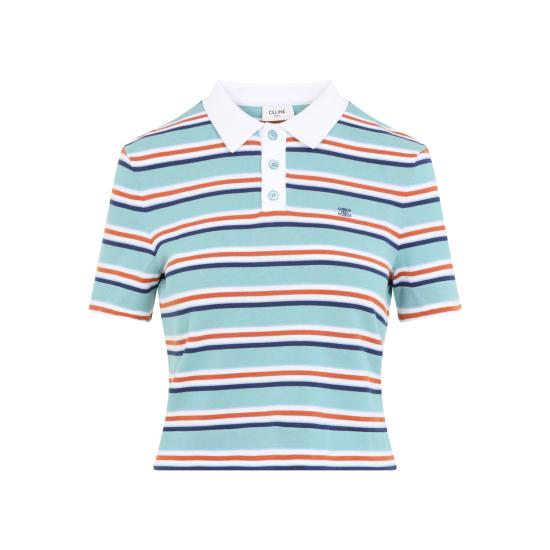 26FW 셀린느 스트라이프 코튼 폴로 스웨터 스트라이프 코튼 폴로 스웨터 RY0UL3B21 GFY6 SKY BLUE CREAM - CELINE