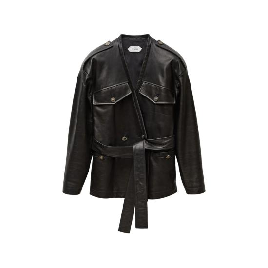 26FW 베르사체 가죽 자켓 1A18887 1026333 1B000 BLACK