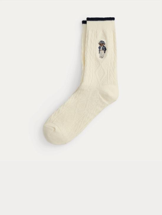 26FW 랄프 로렌 양말 Calze a Trecce con Polo Bear Avorio