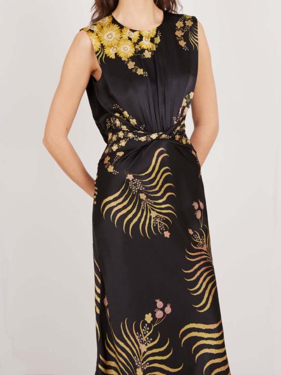  살로니 롱 원피스 Saloni Gwen 드레스 Golden Palm Plmt - SALONI