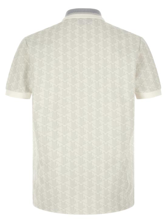 26FW 라코스테 스트라이프 칼라 모노그램 자카드 폴로 티셔츠 DH14174IW White - LACOSTE