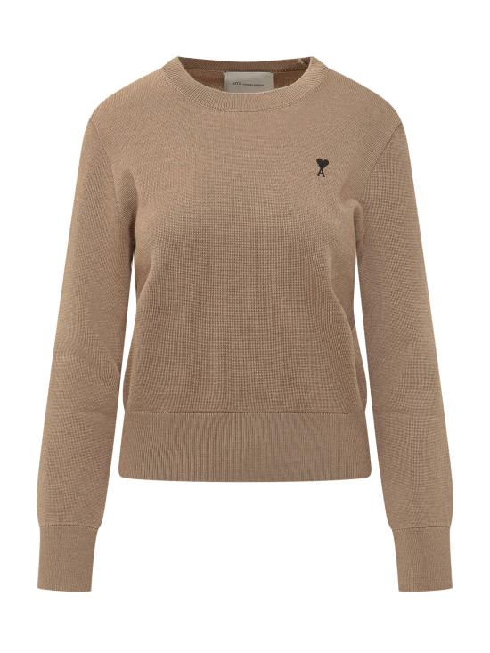 26FW 아미 ADC 자수 크루넥 스웨터 FKS826001 A335 CAMEL CHINE
