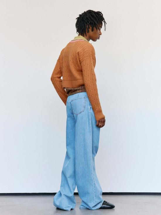  드리스 반 노튼 스웨터 Dries Van Noten 오크라 울 레이어드 메단 - DRIES VAN NOTEN
