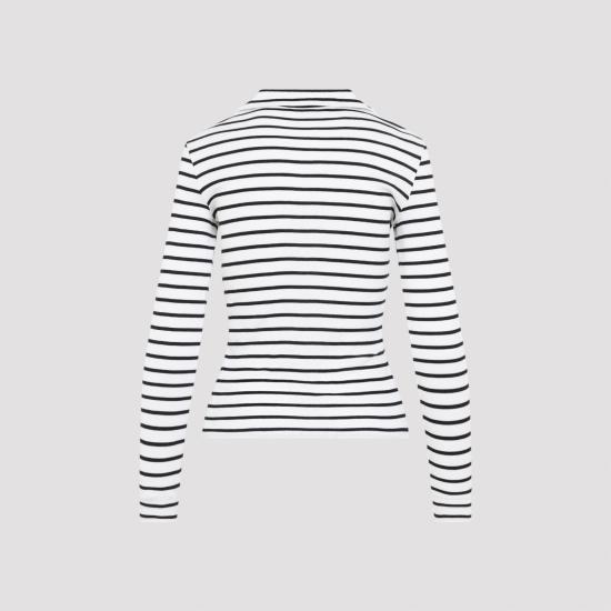 26FW 셀린느 스트라이프 실크 저지 폴로 셔츠 RX0L0809W 01OB OFF WHITE BLACK DOM - CELINE