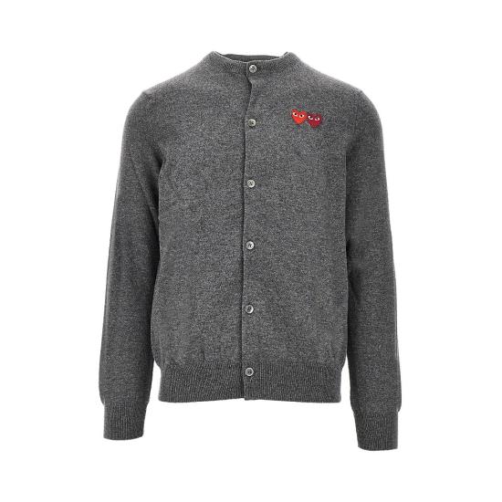 26FW 꼼데가르송 플레이 더블 하트 가디건 AX N057 051 Grey