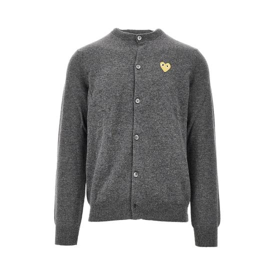 26FW 꼼데가르송 플레이 골드 하트 니트 가디건 AX N049 051 Grey