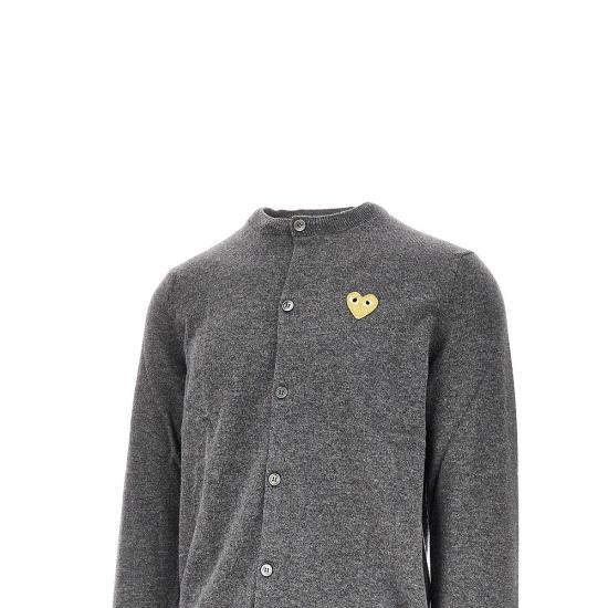 26FW 꼼데가르송 플레이 골드 하트 니트 가디건 AX N049 051 Grey - COMME DES GARCONS
