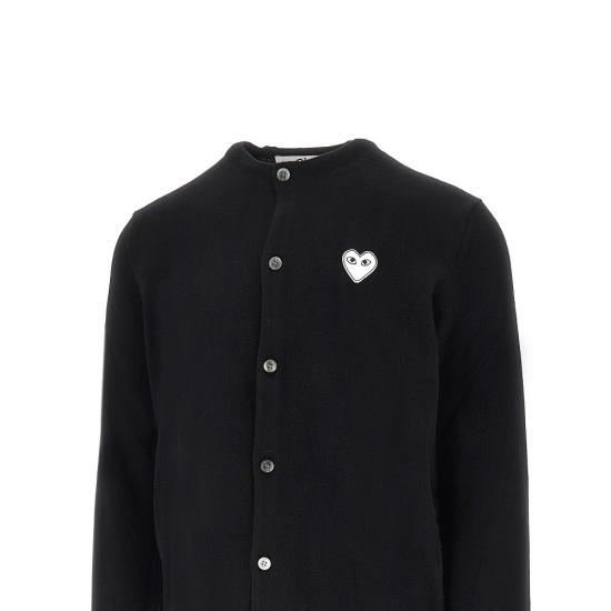26FW 꼼데가르송 플레이 화이트 하트 니트 가디건 AX N061 051 Black - COMME DES GARCONS