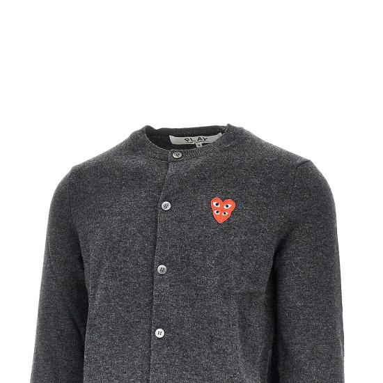 26FW 꼼데가르송 플레이 더블 하트 가디건 AX N075 051 Grey - COMME DES GARCONS