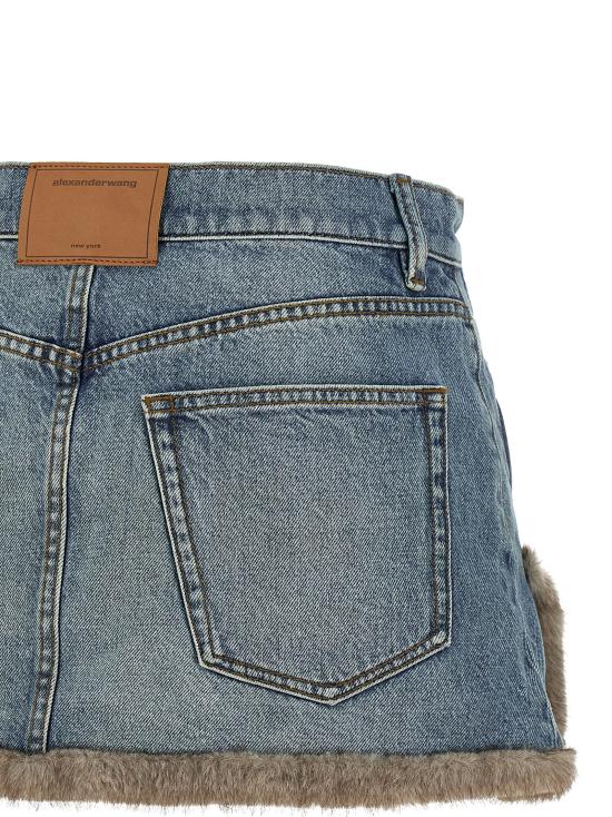 26FW 데님 X 알렉산더 왕 데님 스커트 퍼 밑단 데님  (블루) - DENIM X ALEXANDER WANG