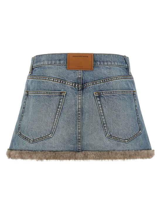 26FW 데님 X 알렉산더 왕 데님 스커트 퍼 밑단 데님  (블루) - DENIM X ALEXANDER WANG