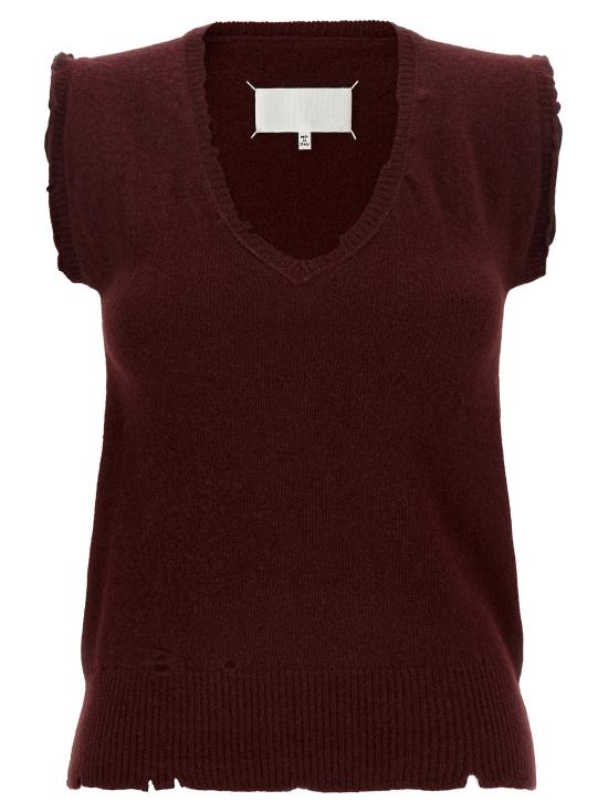 26FW 마르지엘라 베스트 디스트레스드 조끼 Gilet Bordeaux