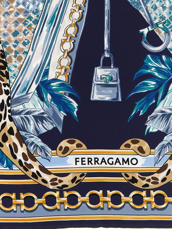 26FW 살바토레 페라가모 머플러/스카프 펠린드라 스카프 및 풀라드 블루 - SALVATORE FERRAGAMO