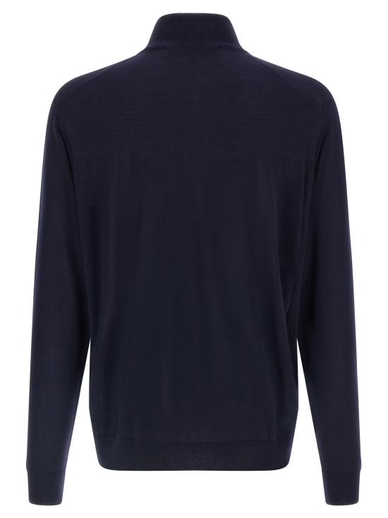 26FW 키톤 집업 니트 하프집업 스웨터, 스웨터 및 가디건 (블루) - KITON