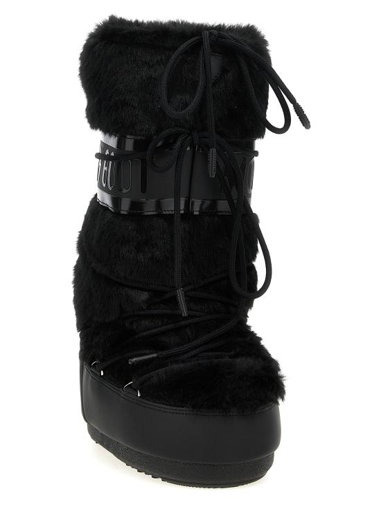 26FW 문부츠 부츠 아이콘 인조 모피  및 앵클  블랙 - MOON BOOT