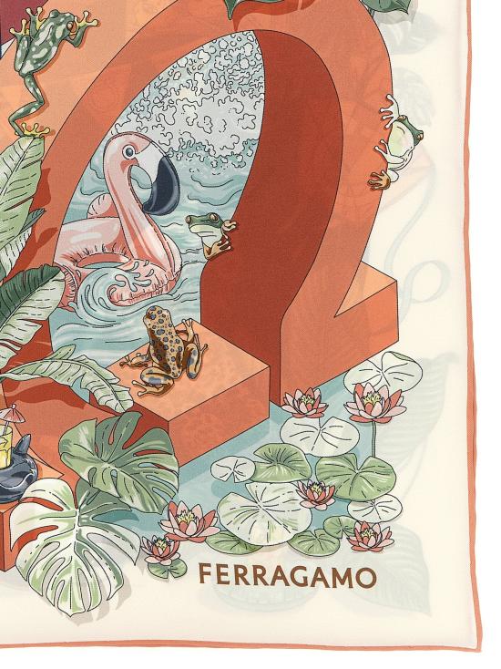26FW 살바토레 페라가모 머플러/스카프 정글 파티 스카프 및 풀라드 멀티컬러 - SALVATORE FERRAGAMO