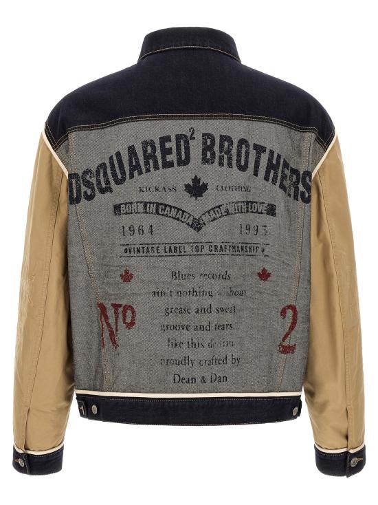 26FW 디스퀘어드2 봄버 자켓 두 가지 소재로 제작된 데님 재킷  재킷 베이지색 - DSQUARED2
