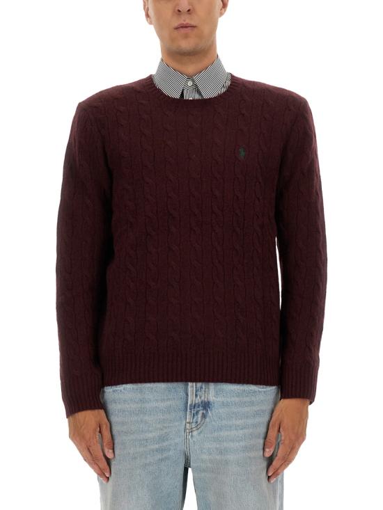 26FW 폴로 랄프로렌 케이블 니트 스웨터 710876762 011AGEDWINEHEATHER BORDEAUX