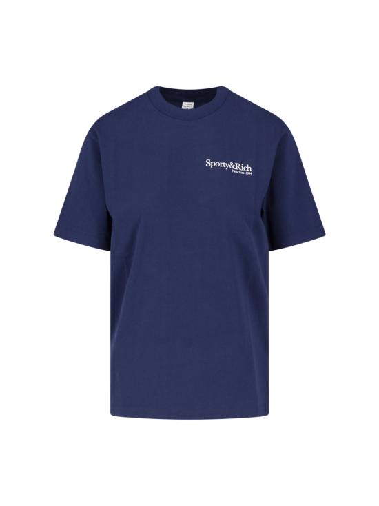 26FW 스포티앤리치 반팔 티셔츠 TO11973091BL106 DARK NAVY WHITE BLUE