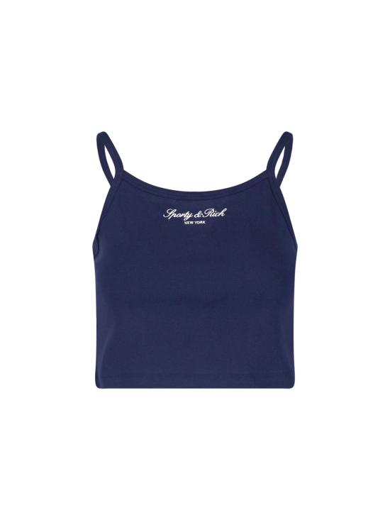 26FW 스포티앤리치 민소매 티셔츠 TO10873329BL106 DARK NAVY WHITE Blue