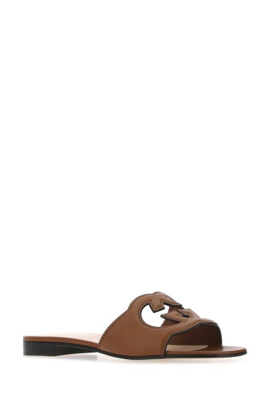  구찌 인터로킹 G 컷아웃 슬라이드 샌들 694451US000 2535 BROWN - GUCCI
