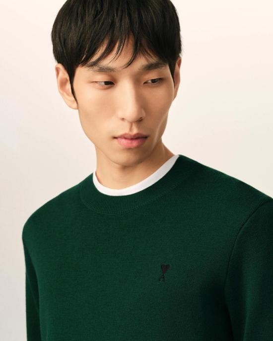 26FW 아미 ADC 크루넥 스웨터 HKS826 001 A258 BOTTLE GREEN BLACK DOM - AMI