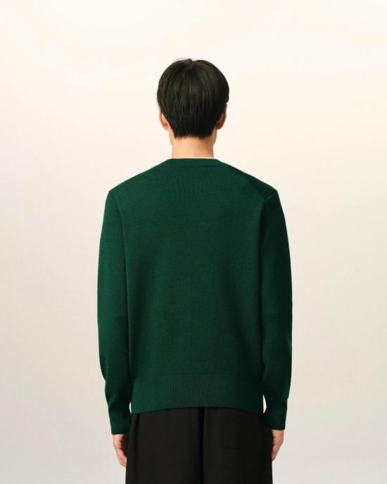 26FW 아미 ADC 크루넥 스웨터 HKS826 001 A258 BOTTLE GREEN BLACK DOM - AMI
