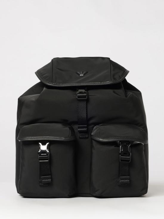26FW 엠포리오 아르마니 로고 플랩 버클 백팩 EM004503AF28784 UC001 Black