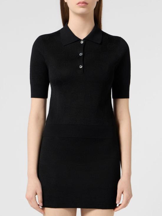26FW 필립 플레인 폴로 티셔츠 FAFCWKK0325PTE076N 02 Black