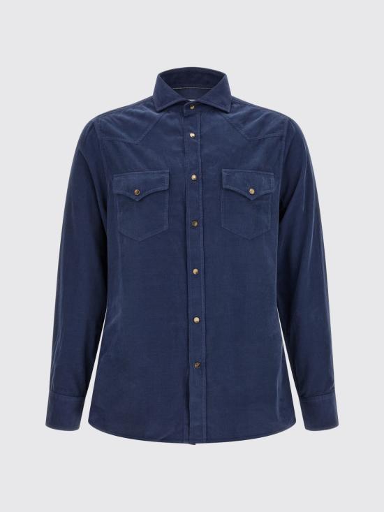 26FW 브루넬로 쿠치넬리 긴팔 셔츠 ML6884008 C7063 Navy - BRUNELLO CUCINELLI
