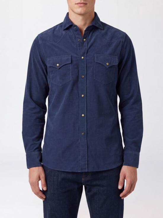 26FW 브루넬로 쿠치넬리 긴팔 셔츠 ML6884008 C7063 Navy