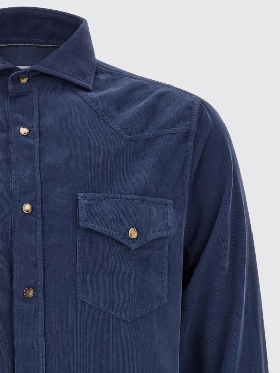 26FW 브루넬로 쿠치넬리 긴팔 셔츠 ML6884008 C7063 Navy - BRUNELLO CUCINELLI