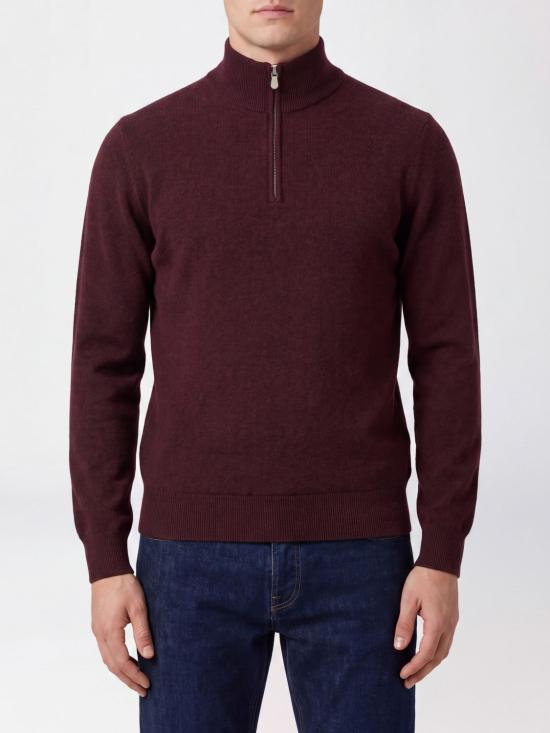 26FW 브루넬로 쿠치넬리 캐시미어 집업 니트 M2200124 CNU36 Burgundy
