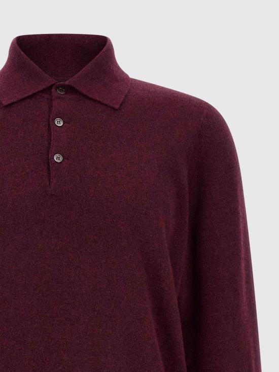 26FW 브루넬로 쿠치넬리 폴로 넥 캐시미어 스웨터 M2200295 CNU36 Burgundy - BRUNELLO CUCINELLI